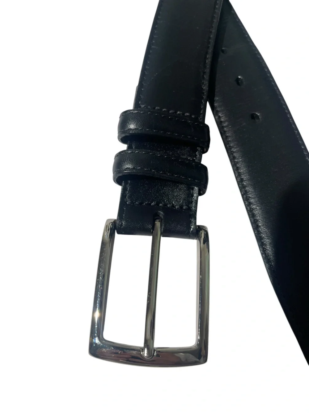 Torino Italian Leather Venetian Calf Belt Men Sz 42 Silver Buckle USA MADE